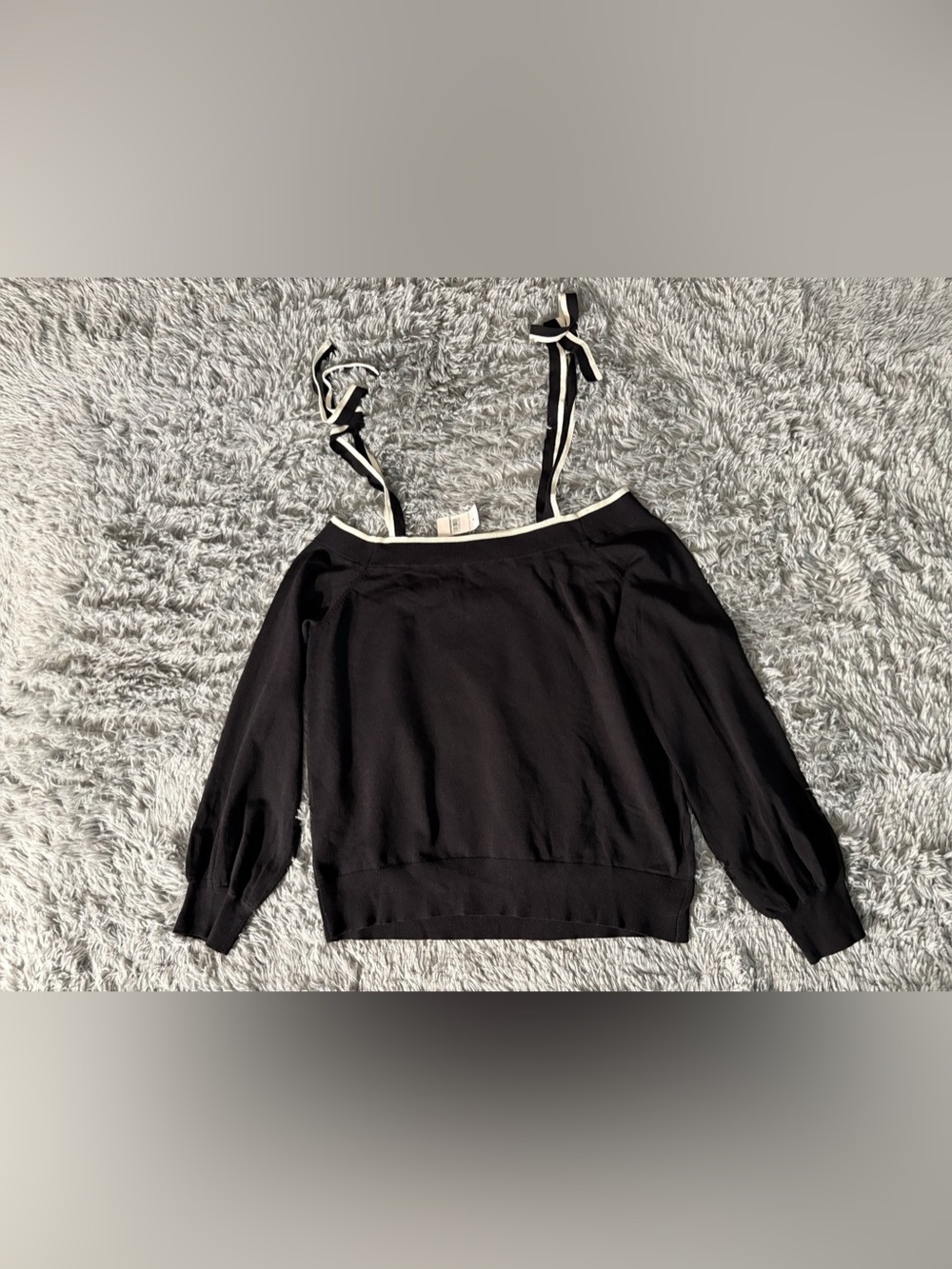 Ann Taylor Color Block Black Long Sleeve Size Large Shoulder Tie. NWT